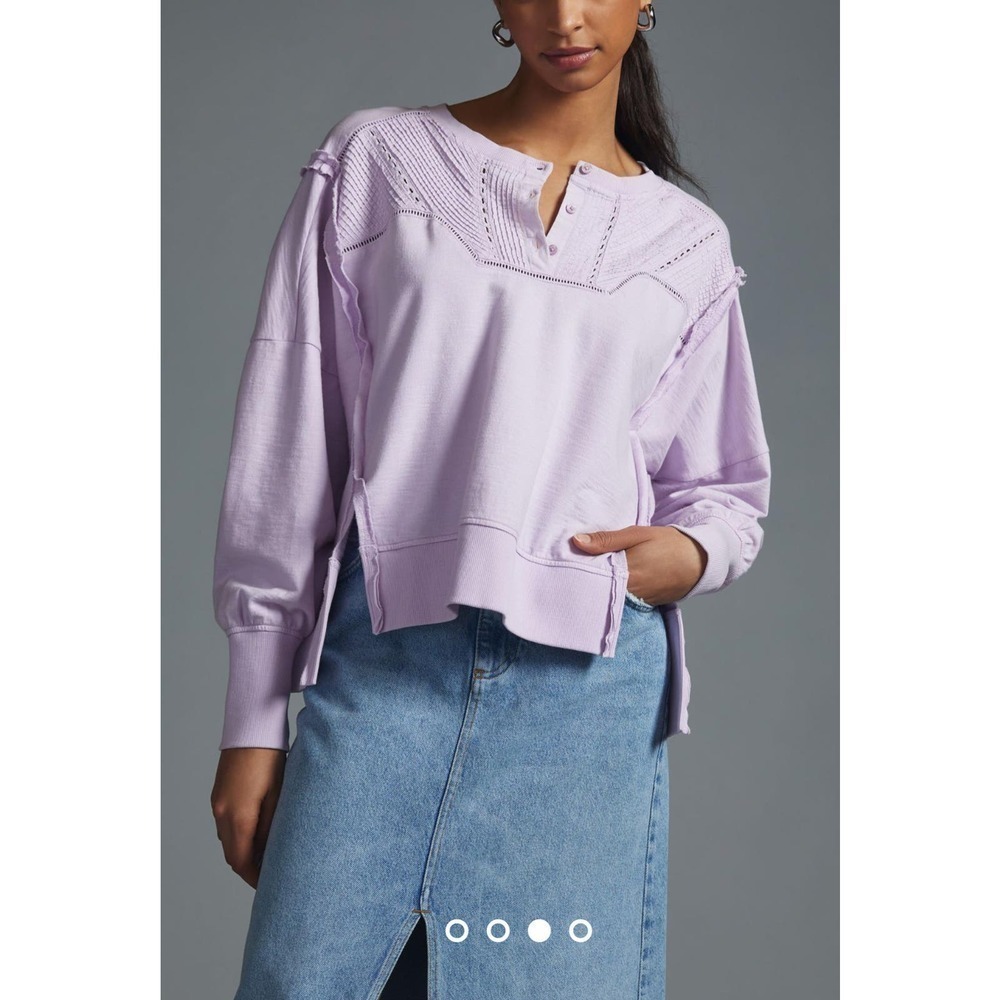 Anthropologie Pilcro Pintuck Sweatshirt Lavender XS NWT